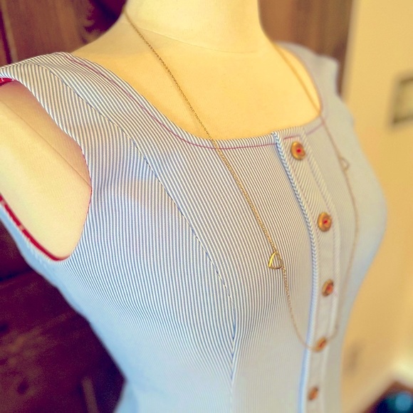 ⚓️Adorable blue striped vintage dress w/brass button front⚓️ - Picture 3 of 11